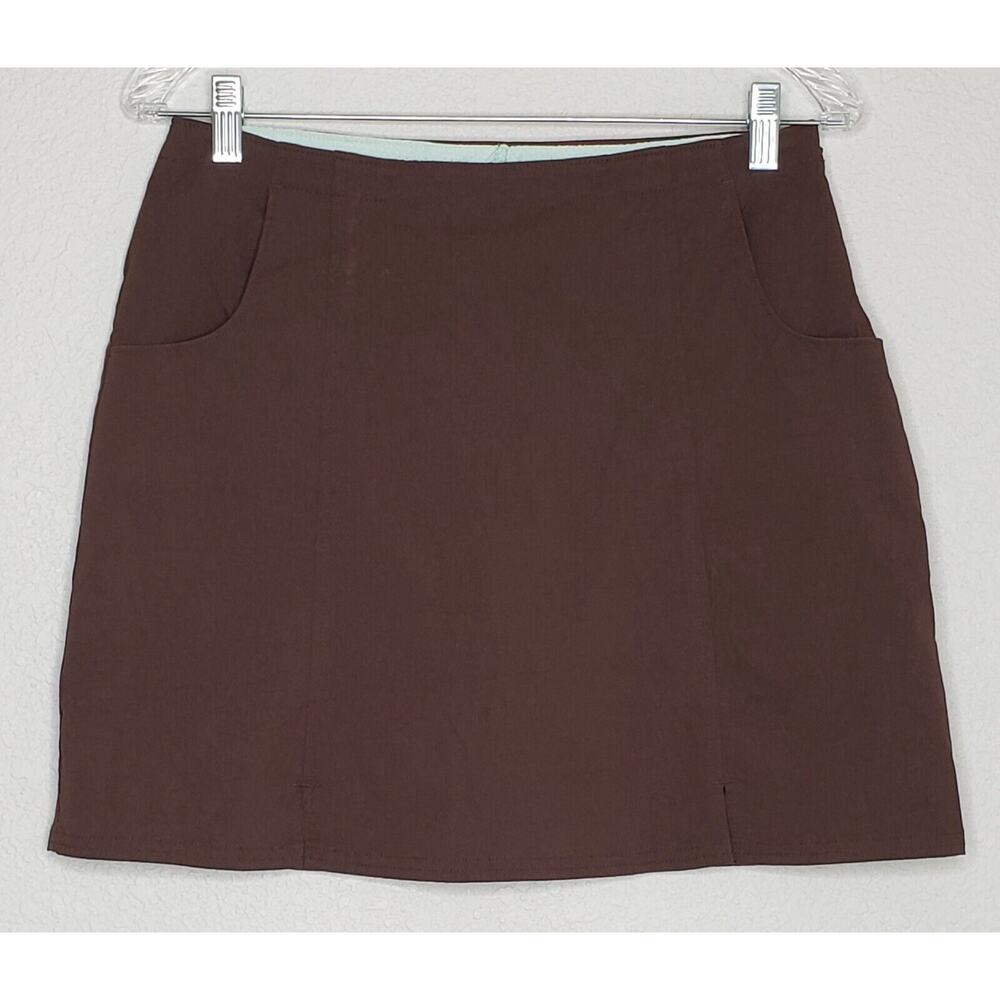 Title Nine Women's Skirt Size 6 Brown w/Mesh Short Side Zip Pocket Active Casual